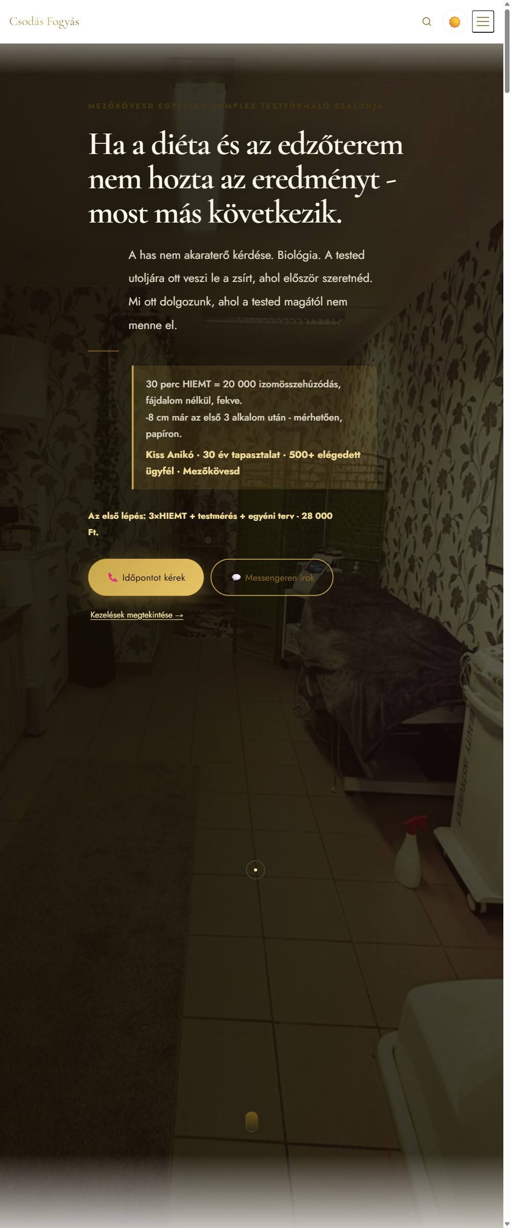 A Csodás Fogyás weboldal élő előnézete